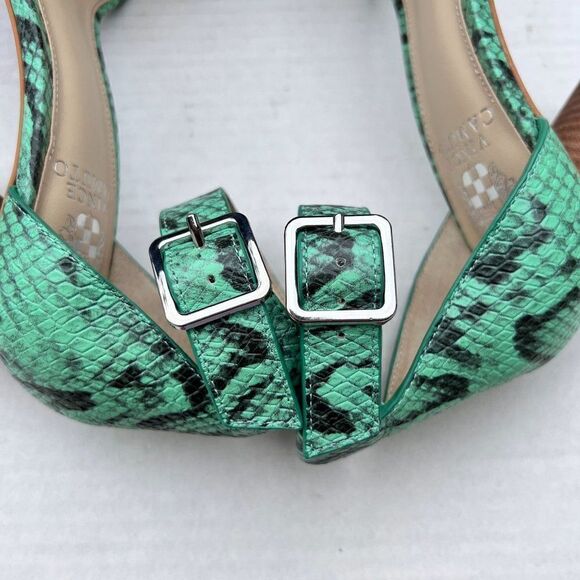 Vince Camuto MEJORLA Two-Piece Heeled Sandal Sz 8 WIDE in Green Cotia Snake - Picture 7 of 12